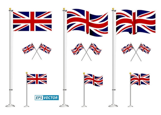 Satz von großbritannien flagge clipart mit verschiedenen abzeichen isoliert