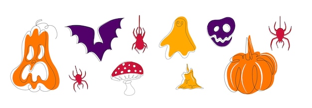 Satz von halloween-bändern und zeichen design-elemente-logos-abzeichen