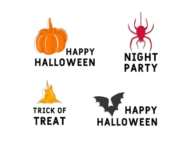 Satz von halloween-bändern und zeichen design-elemente-logos-abzeichen