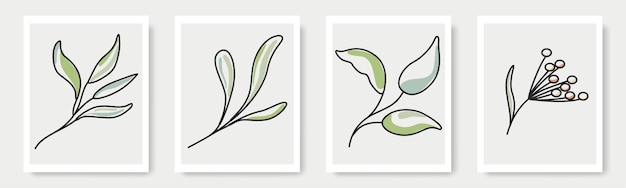 Satz von handgezeichneten Formen und floralen Designelementen Exotische Dschungelblätter Abstrakte moderne, trendige Illustrationen Elementsymbol