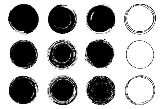 Satz von handgezeichneten kreisen sammlung von kreisförmigen formelementen vektorillustration