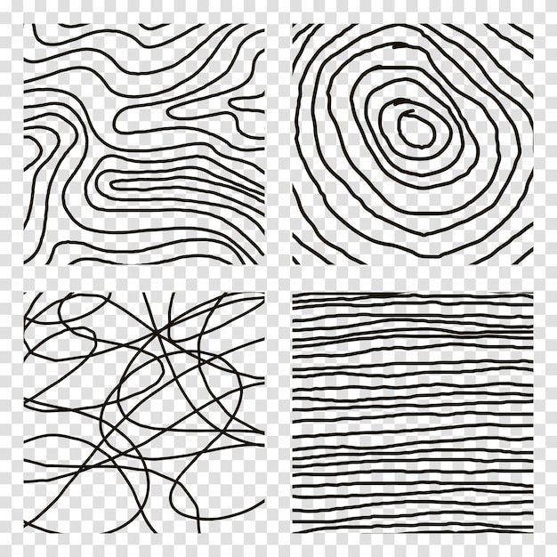 Satz von handgezeichneten strukturierten nahtlosen Mustern Einfache Texturen für den Hintergrund Vektorillustration