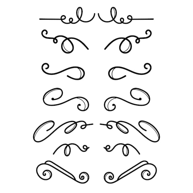 Satz von handgezeichneten Textteilern. Für Poster, Karten, Banner, Flyer. Vektor-Illustration