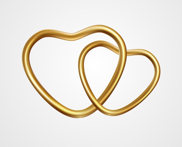 Satz von Herzen Metallische Goldfarbe Sammlung realistische Herzen Liebe Symbol Symbol Feier Dekor Vektor-Illustration