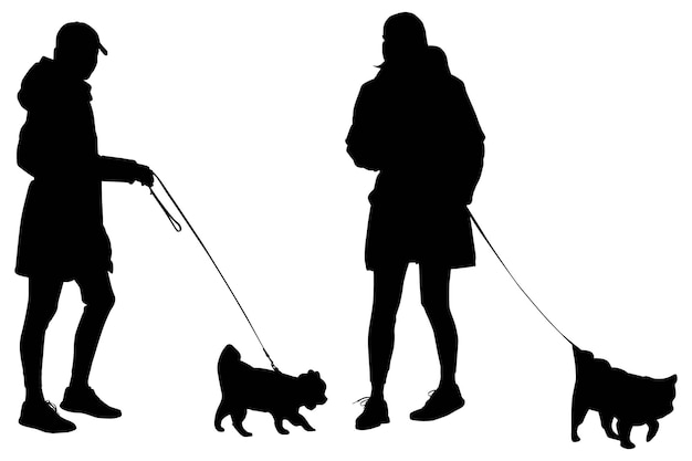 Satz von Hund und Mann Silhouette