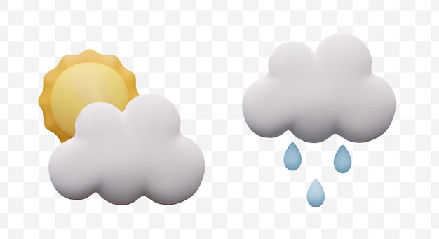 Satz von Illustrationen für bewölktes Wetter Meteorologische Ikonen