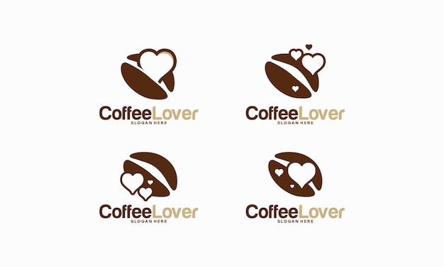 Satz von kaffeeliebhaber-logo entwirft konzeptvektor, kaffeebohne-logoschablonenvektor