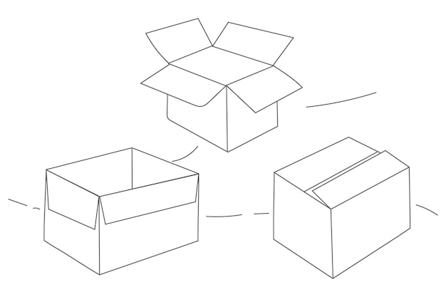 Satz von Kartons Linie Kunst-Vektor-Illustration