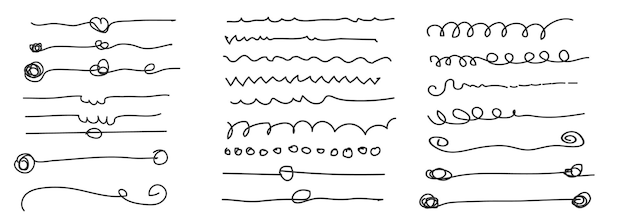 Vektor satz von künstlerischen stiftbürsten doodles tintenbürsten satz von vektorgrunge-bürsten sammlung von strichen