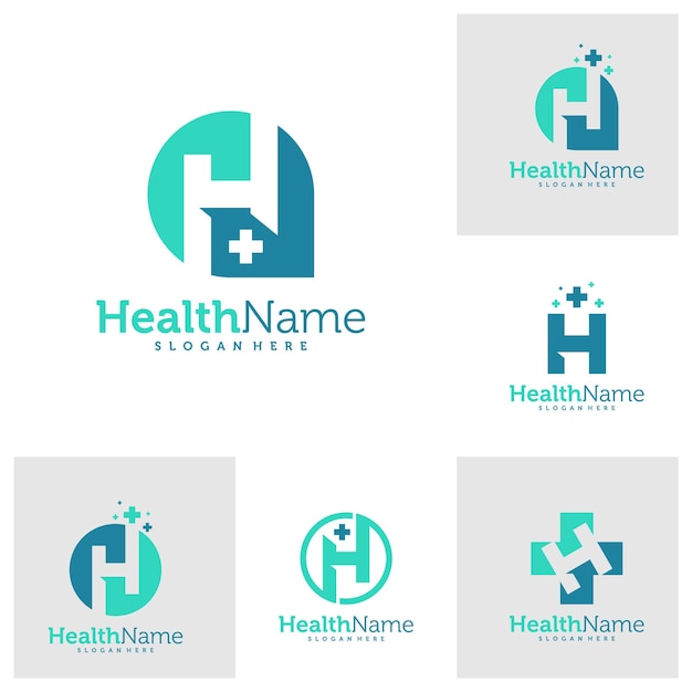 Satz von letter h health logo design template anfangs h logo konzept vektor creative icon symbol