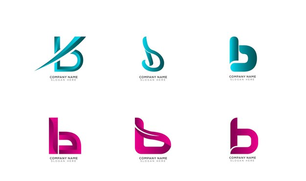 Satz von Logo-Design mit Farbverlauf Buchstabe b
