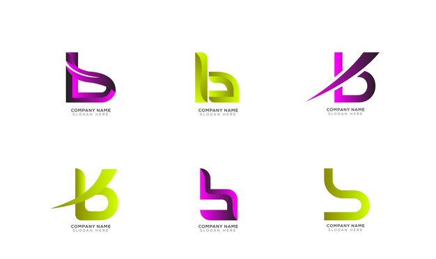 Satz von Logo-Design mit Farbverlauf Buchstabe b