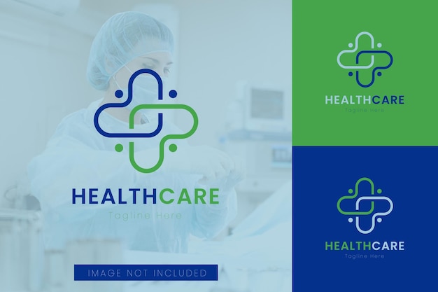 Satz von Logo-Vektordesignvorlagen für das medizinische Gesundheitswesen mit verschiedenen Farbstilen
