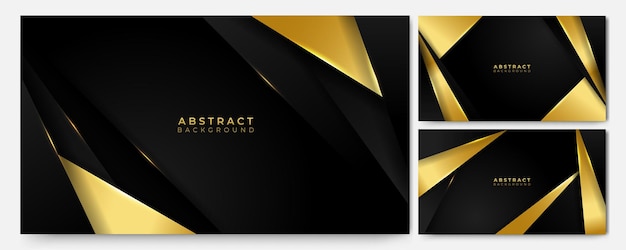 Satz von Luxus schwarz gold abstrakten 3D-Hintergrund Präsentationshintergrund Vektor-Illustration