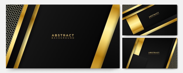 Satz von Luxus schwarz gold abstrakten 3D-Hintergrund Präsentationshintergrund Vektor-Illustration