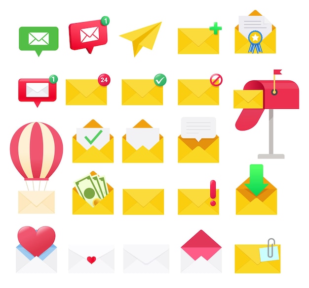 Satz von Mail-Icon-Illustrationen