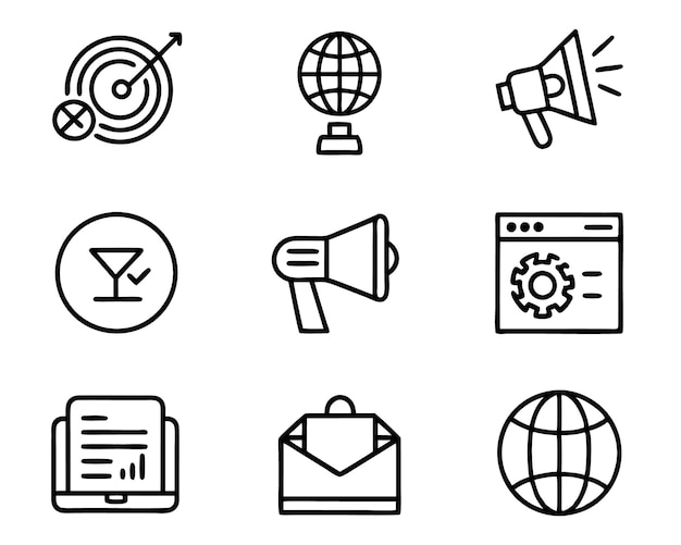 Satz von Marketing-Ikonen Illustration Geschäft Marketing digitale Analyse Technologie Strategie