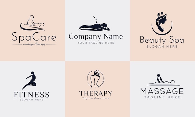 Vektor satz von massage verwandten vektorsymbolen enthält symbole wie spa-salon-massagetherapeuten