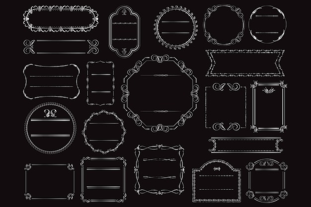 Satz von metallischen vintage-rahmendekorationen