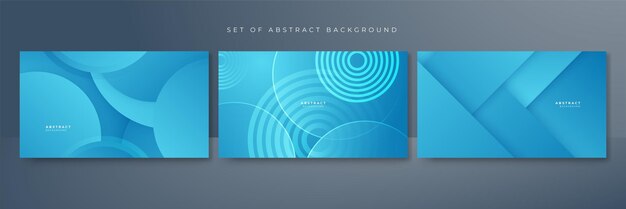 Satz von modernem blauem abstrakten Hintergrund mit Corporate-Konzept und moderner trendiger frischer Farbe für Präsentationsdesign Flyer Social-Media-Cover Web-Banner Tech-Banner Business und Webinar