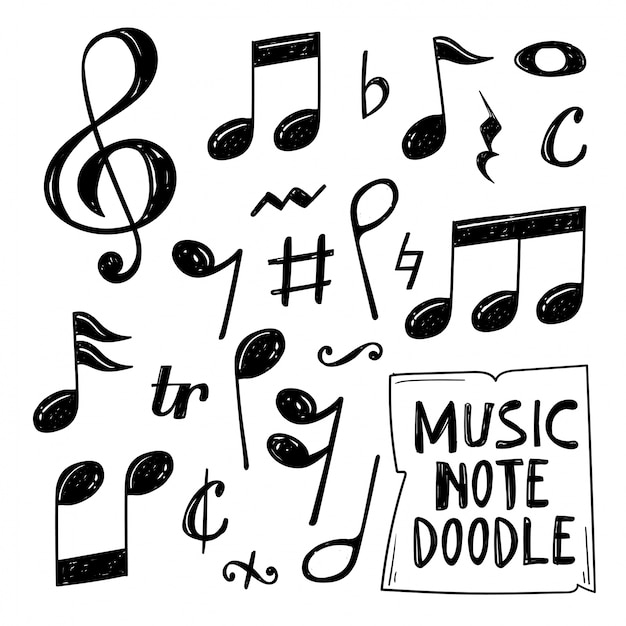 Vektor satz von musik note doodle