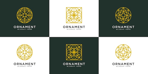 Satz von ornament-logo-design-linienstilen