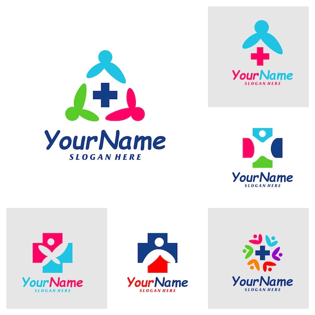 Satz von people health logo design template health child logo konzept vektor creative icon symbol