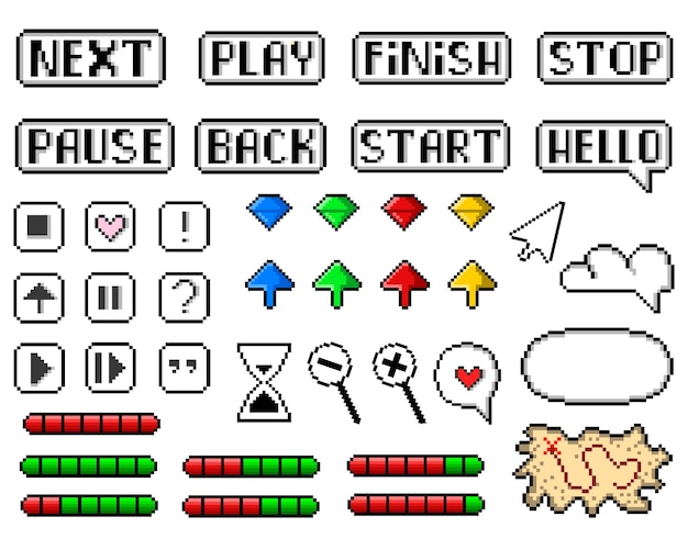 Satz von Pixelelementen für Navigation und Notation Bearbeitbarer Vektor