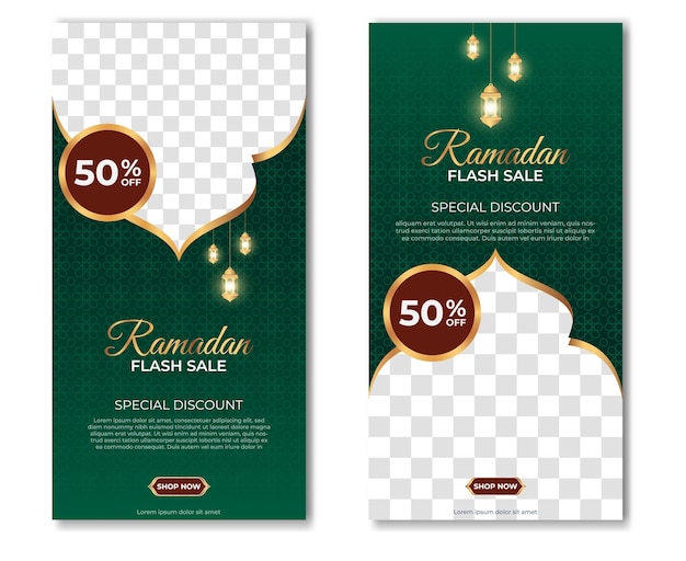 Satz von ramadan kareem-banner-template-design mit einem platz für fotos geeignet für social-media-post vektorillustration