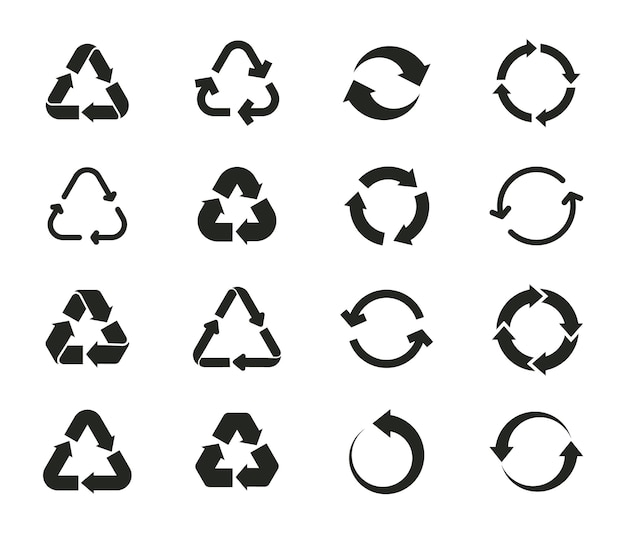 Vektor satz von recycling-symbolen recycling-symbol rotationspfeilpaket wiederverwendungszyklus vektor-öko-symbole