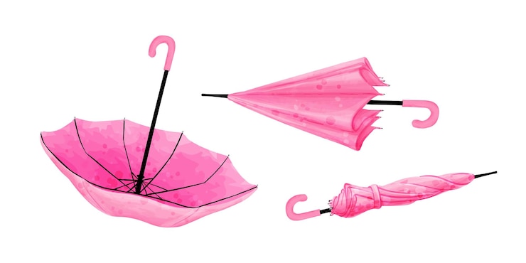 Vektor satz von rosa regenschirmen vektor aquarell-illustration