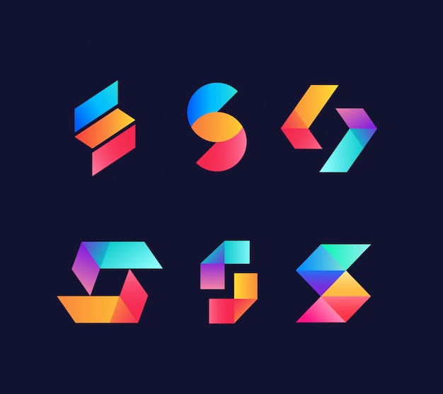 Satz von S Anfangsbuchstaben Logo-Design
