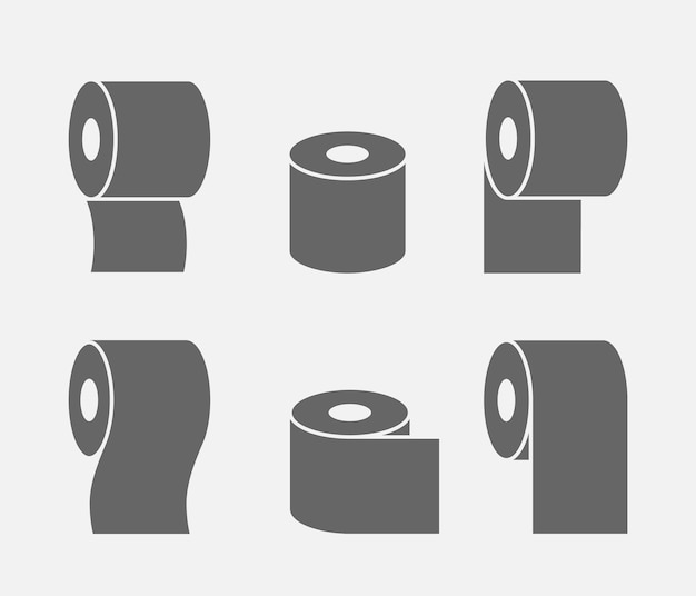 Satz von Sanitär-Toilettenpapier-Symbolen Vektor-Badezimmer-Illustration Hygiene-Reinigungssymbol für WC