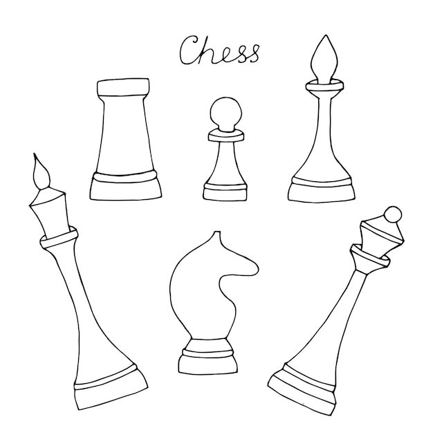Satz von Schachfiguren Vektor Illustration Handzeichnung Kritzeleien