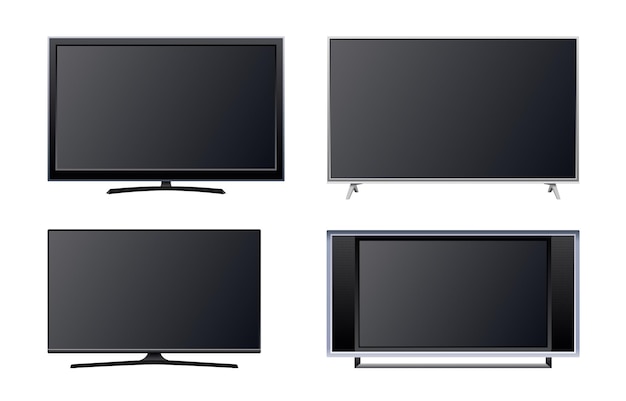Satz von schlanken Flachbildschirm-Fernseher-Vektorillustrationen