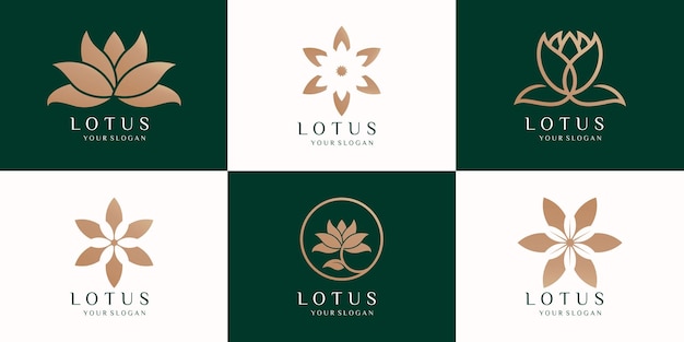 Satz von schönheit lotusblumen logo-vektor-design