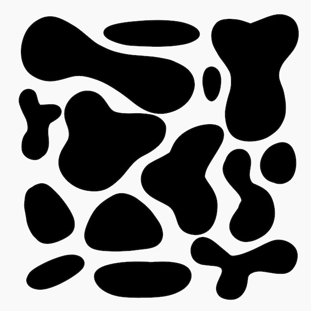 Satz von schwarzen Pinselstrichen, handgezeichneten Tintenflecken, die auf weißem Hintergrund isoliert sind.