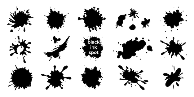 Satz von schwarzen Tintenflecken Sammlung von Splatter-Fleckelementen