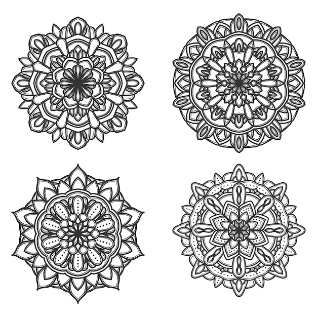 Satz von schwarzen und weißen Mandala