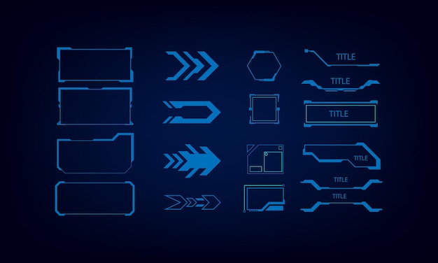 Satz von sci-fi-elementen der modernen benutzeroberfläche futuristisches abstraktes hud gut für spiel-ui-vektorillustration eps10