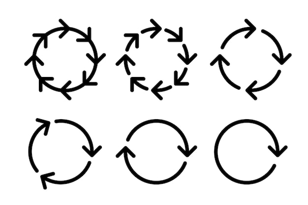 Vektor satz von sechs schwarzen zykluspfeilen