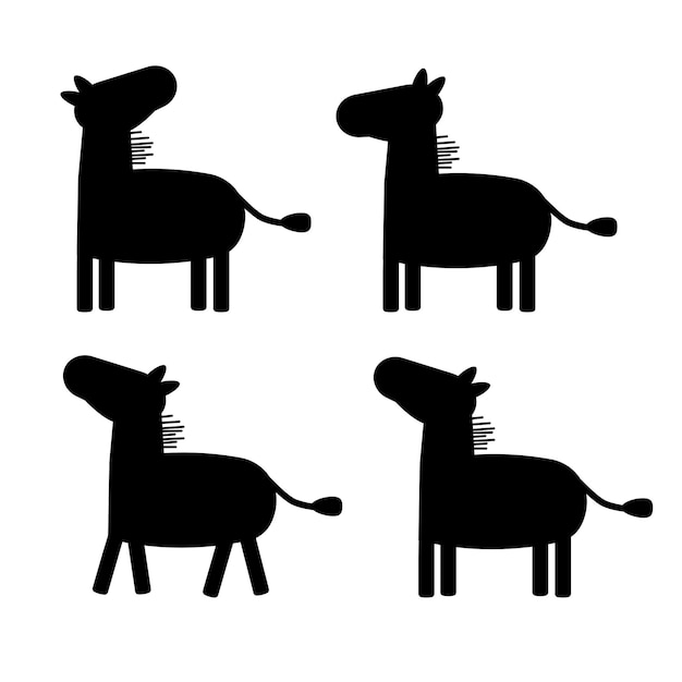 Satz von silhouette cartoon zebras boho vektor-illustration