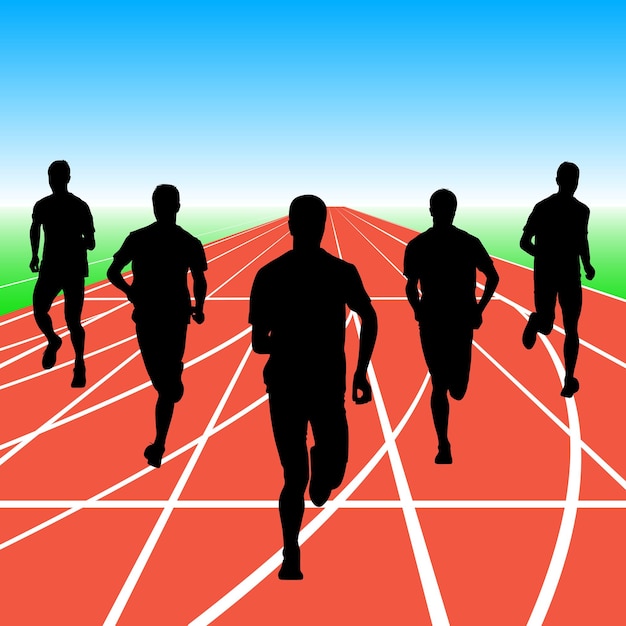 Vektor satz von silhouetten läufer auf sprint-männer-vektor-illustration
