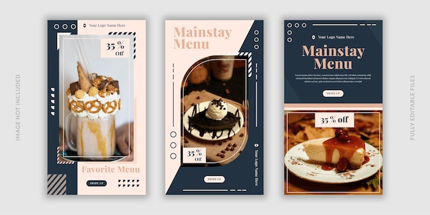 Satz von Social Media Post Templates Sweet Cake Themes Stories