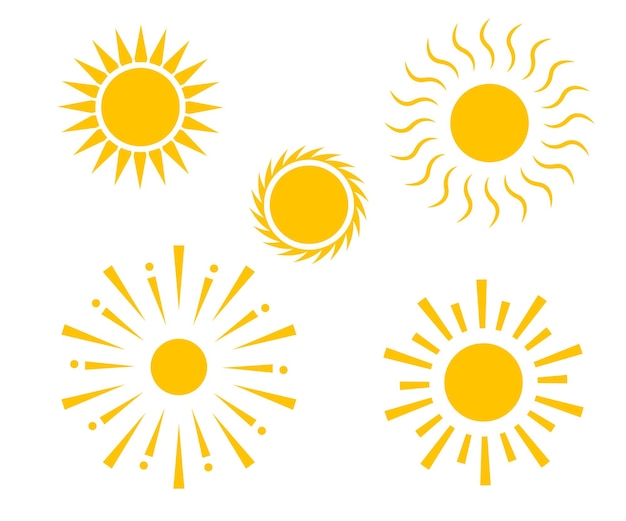 Satz von Sonnenformen, Sonnen-Ikonen, Vektor-Symbolsatz, Sonnensammlung
