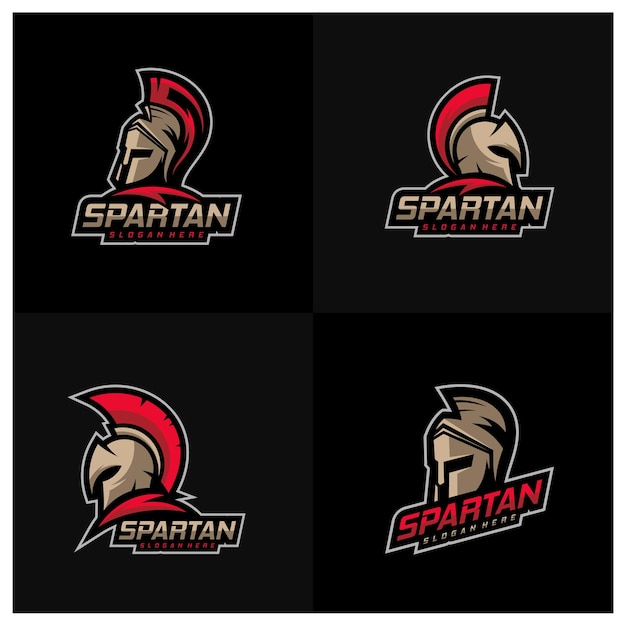 Satz von spartan-logo-vorlagen vektor kreatives sparta-logo-vektor-spartan-helm-logo