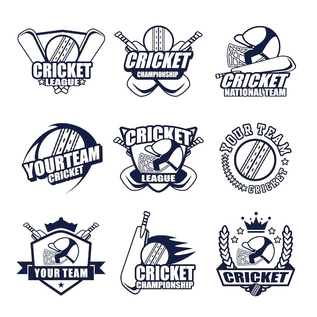 Satz von sport-cricket-logo