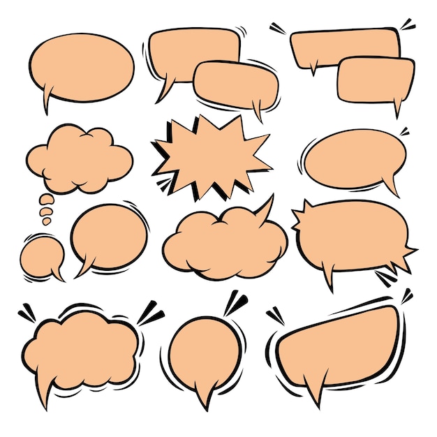 Satz von Sprachblasen Sprachblase Text Cartoon Chatbox Nachrichtenschachtel Leere Sprachblasse