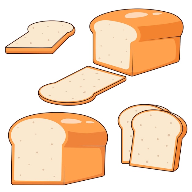 Satz von süßen Cartoon-Brot-Illustrationen