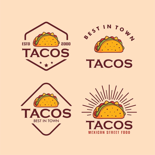 Satz von Tacos-Vorlagen-Logo-Sammlungslogos für das beste Vintage-Retro der Stadt